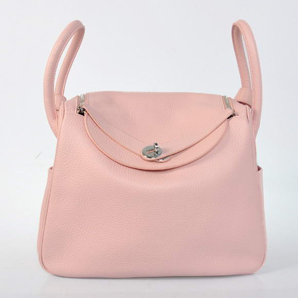 High Quality Replica Hermes Lindy 30CM Havanne Handbags 1057 Pink Leather Silver Hardware